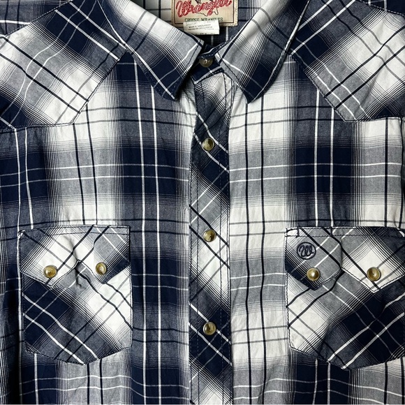 Wrangler - Vintage Pearl Snap Plain Long Sleeve Shirt - Sz. XXL‎ - Picture 5 of 8